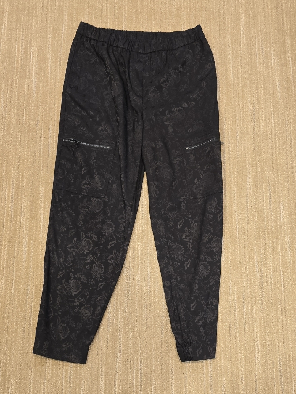RACHEL Rachel Roy Black Floral-Print Jogger Pants, Size L